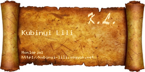 Kubinyi Lili névjegykártya