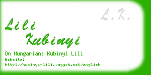 lili kubinyi business card